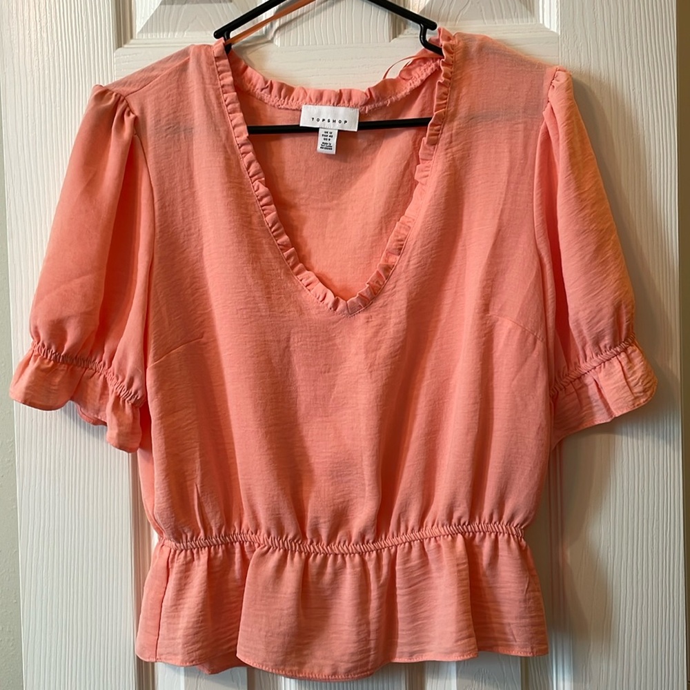 Topshop coral cropped blouse Size 8 US